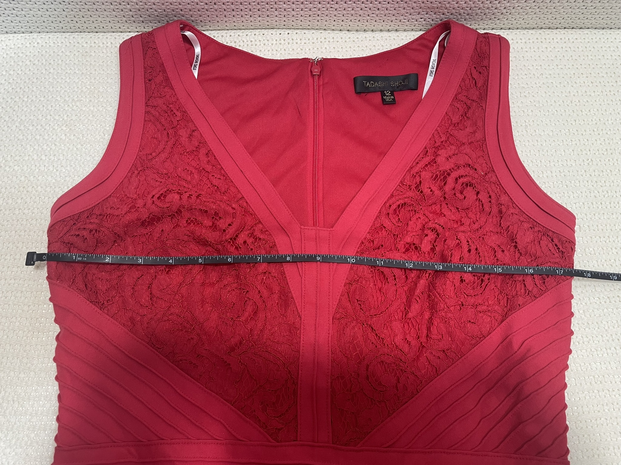 Tadashi Shoji Deep Rose Lace Pintuck Jersey Fit Flare Cocktail picture 3