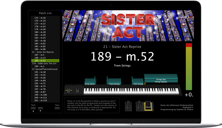 Sister Act - Screen Shot - MainStage keyboard programming for rent