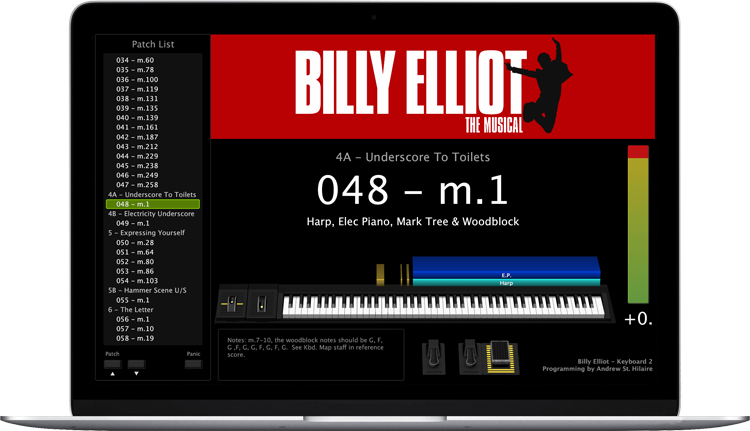 Billy Elliot - Screen Shot - MainStage keyboard programming for rent