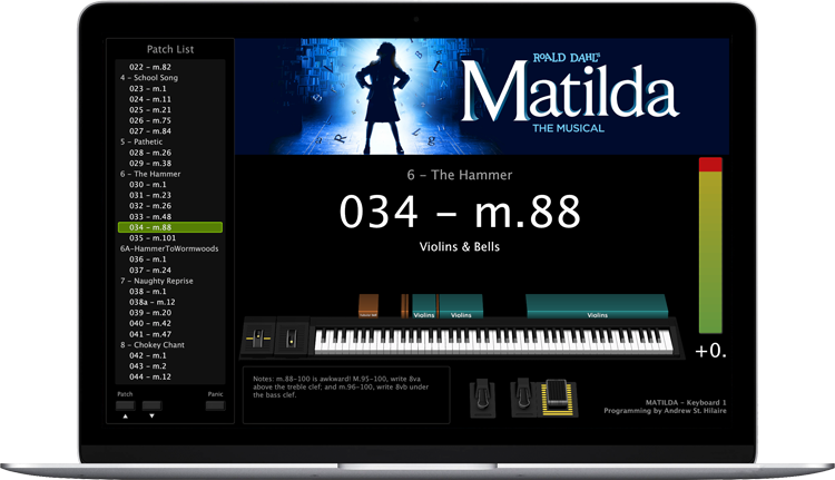 Matilda - Screen Shot - MainStage keyboard programming for rent