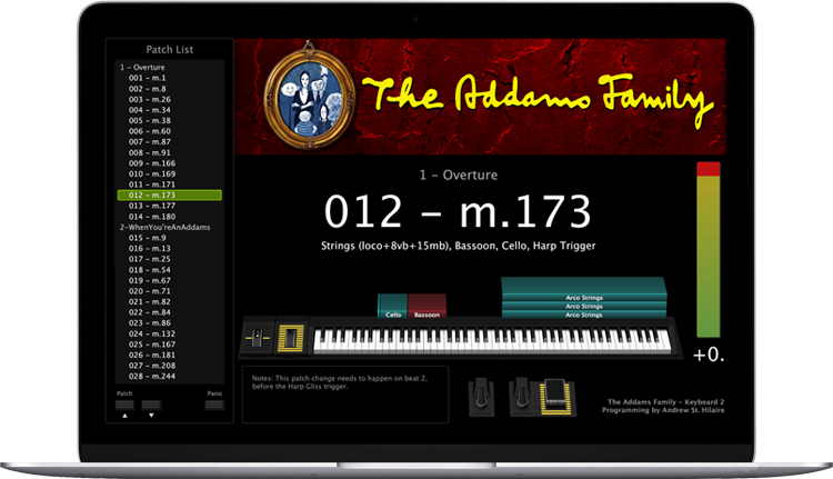 The Addams Family - Screen Shot - MainStage keyboard programming for rent