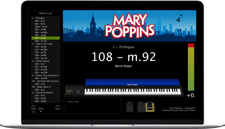 Mary Poppins - Screen Shot - MainStage keyboard programming for rent