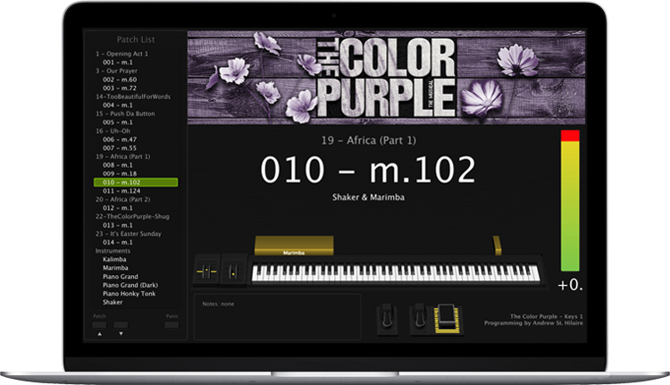 The Color Purple - Screen Shot - MainStage keyboard programming for rent