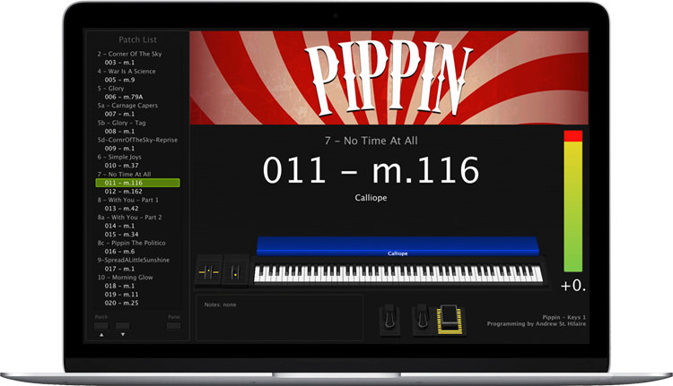 Pippin - Screen Shot - MainStage keyboard programming for rent