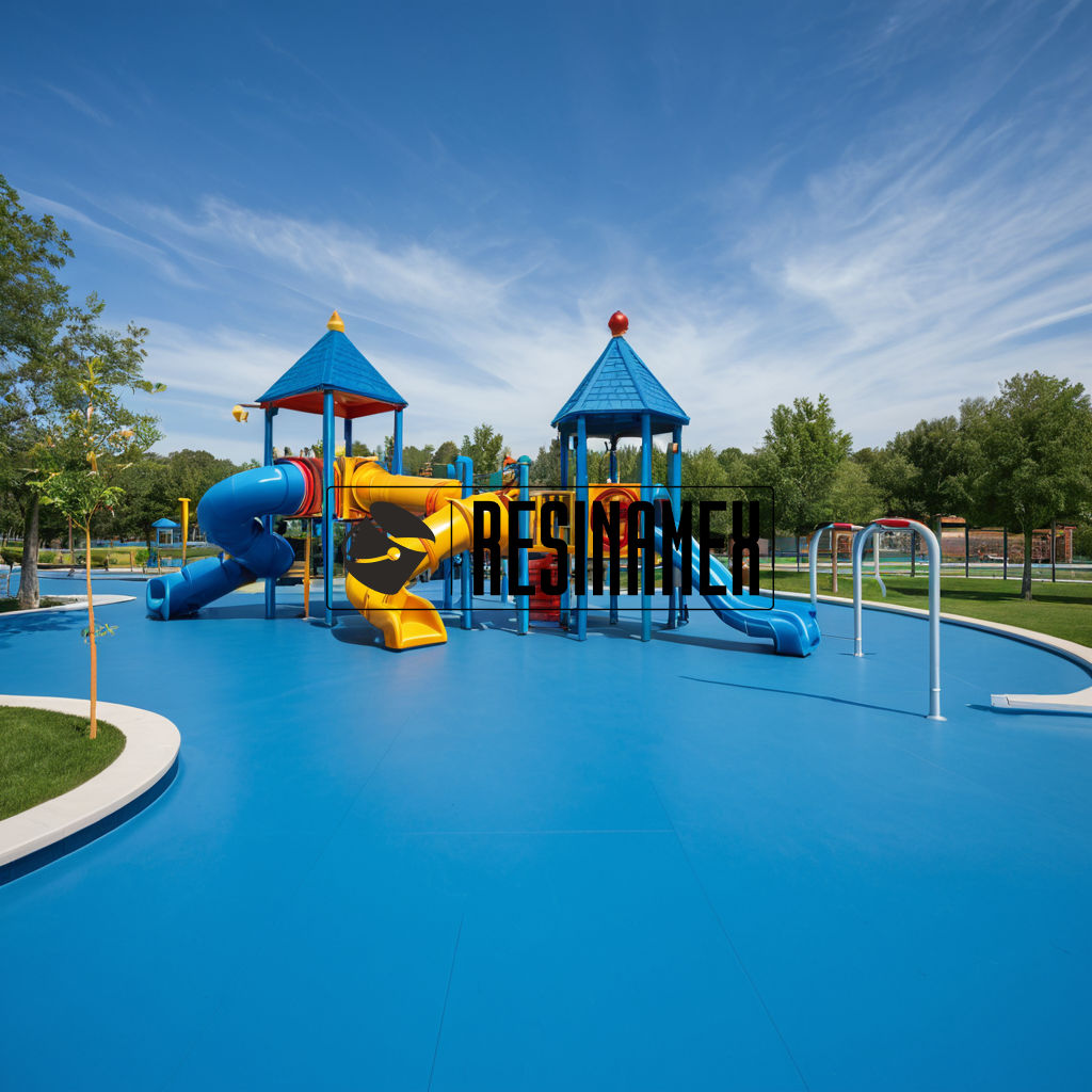 Instalación de Pisos Epoxicos para Zonas de Actividades Recreativas Educativas al Aire Libre en León Guanajuato por RESINAMEX