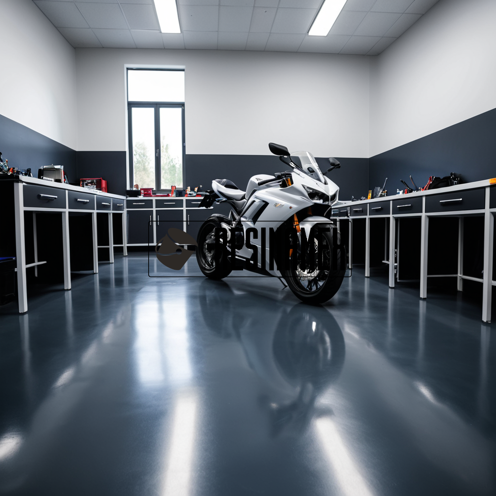 Instalación de Pisos Epóxicos para Talleres de Reparación de Motosport en León Guanajuato por RESINAMEX