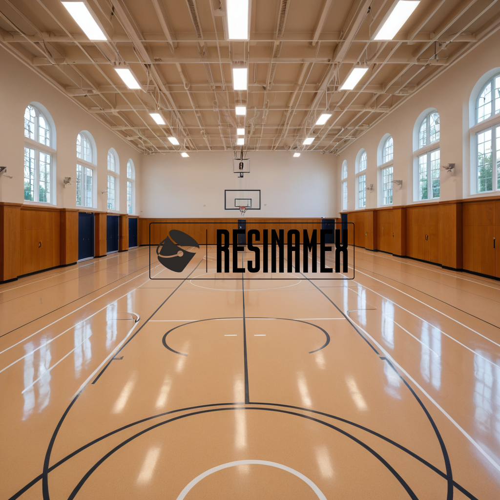 Instalación de Pisos Epoxicos para Escuelas Deportivas en León Guanajuato por RESINAMEX