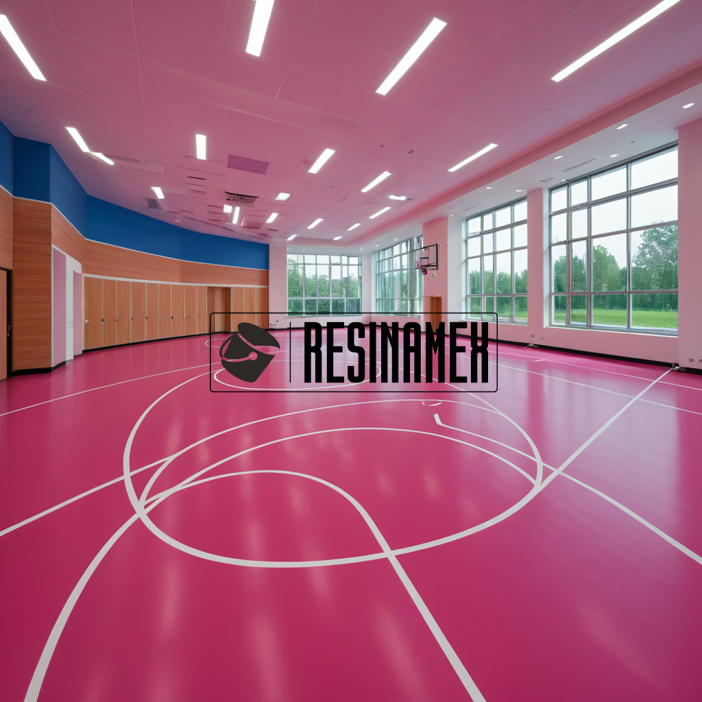 Instalación de Pisos Epoxicos para Centros Deportivos Infantiles Escolares Técnicos Animados en León Guanajuato por RESINAMEX