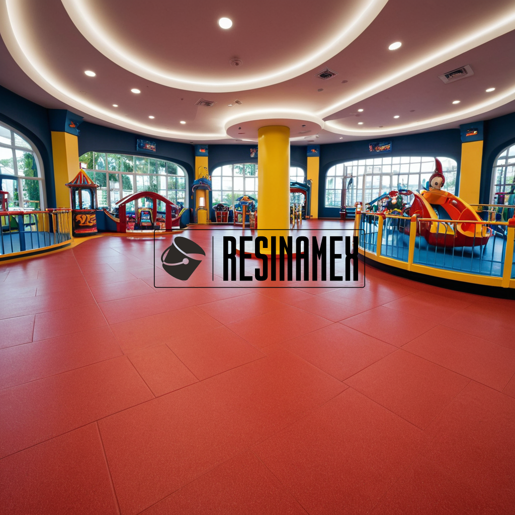 Instalación de Pisos Epóxicos para Parques de Juegos Mecánicos en León Guanajuato por RESINAMEX