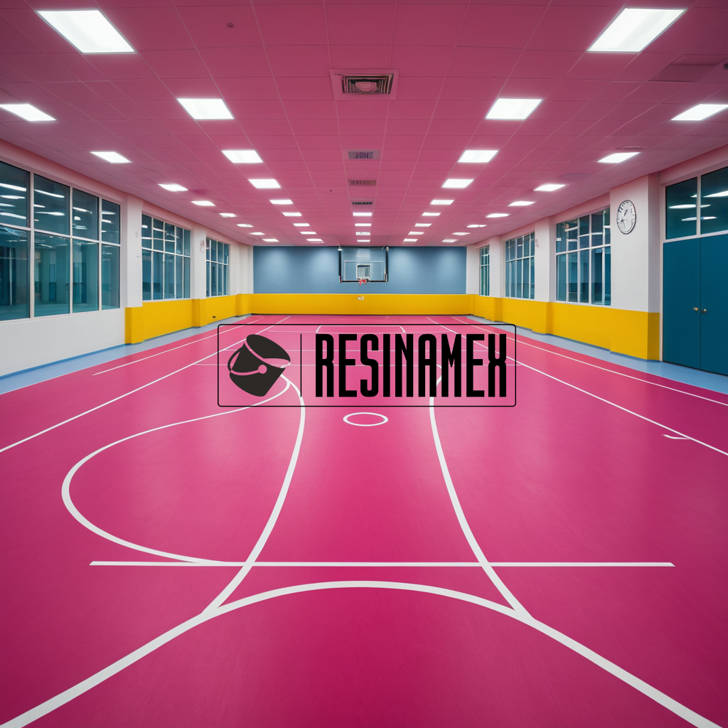 Instalación de Pisos Epoxicos para Centros Deportivos Infantiles Escolares Técnicos Animados en León Guanajuato por RESINAMEX