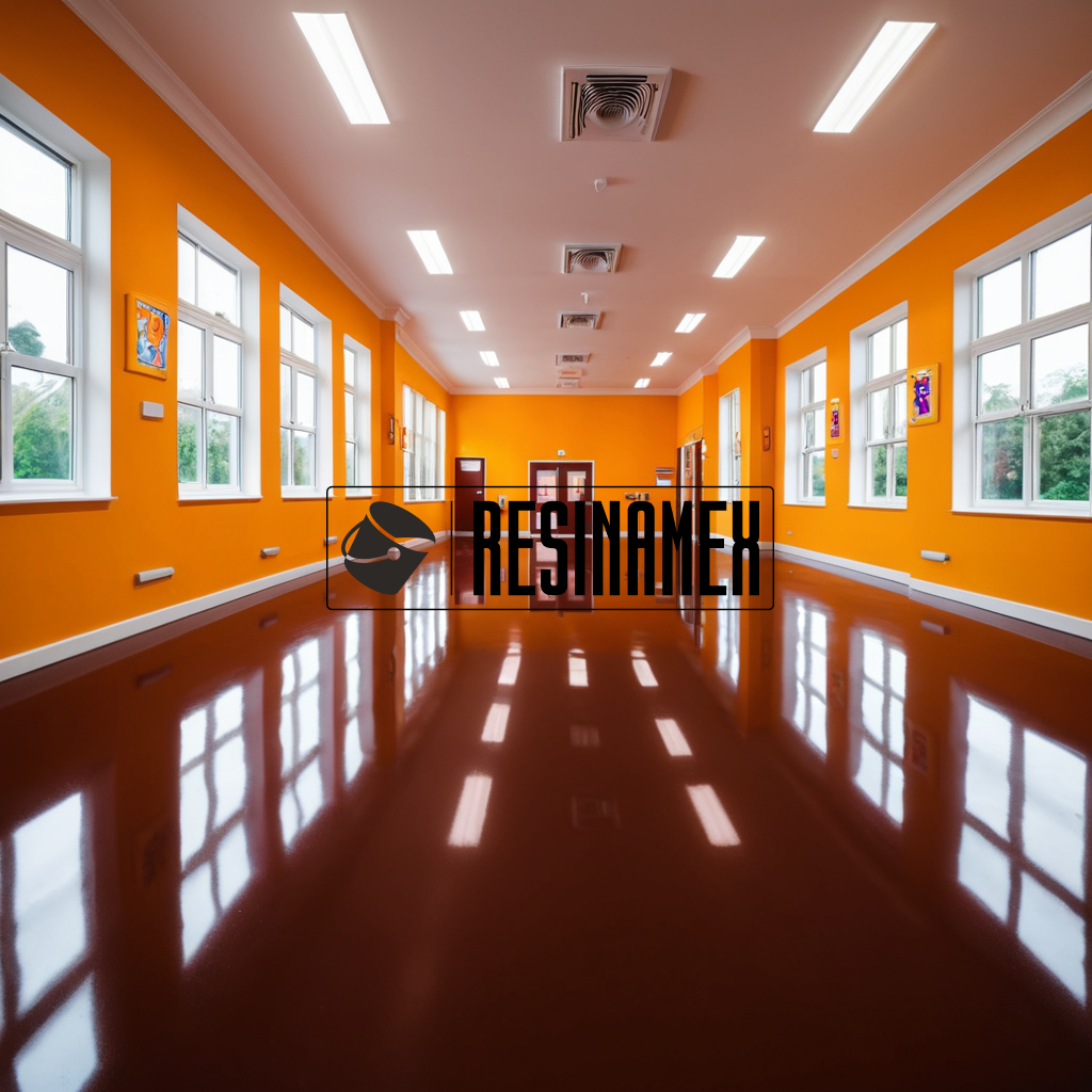Instalación de Pisos Epoxicos para Escuelas Primarias en León Guanajuato por RESINAMEX