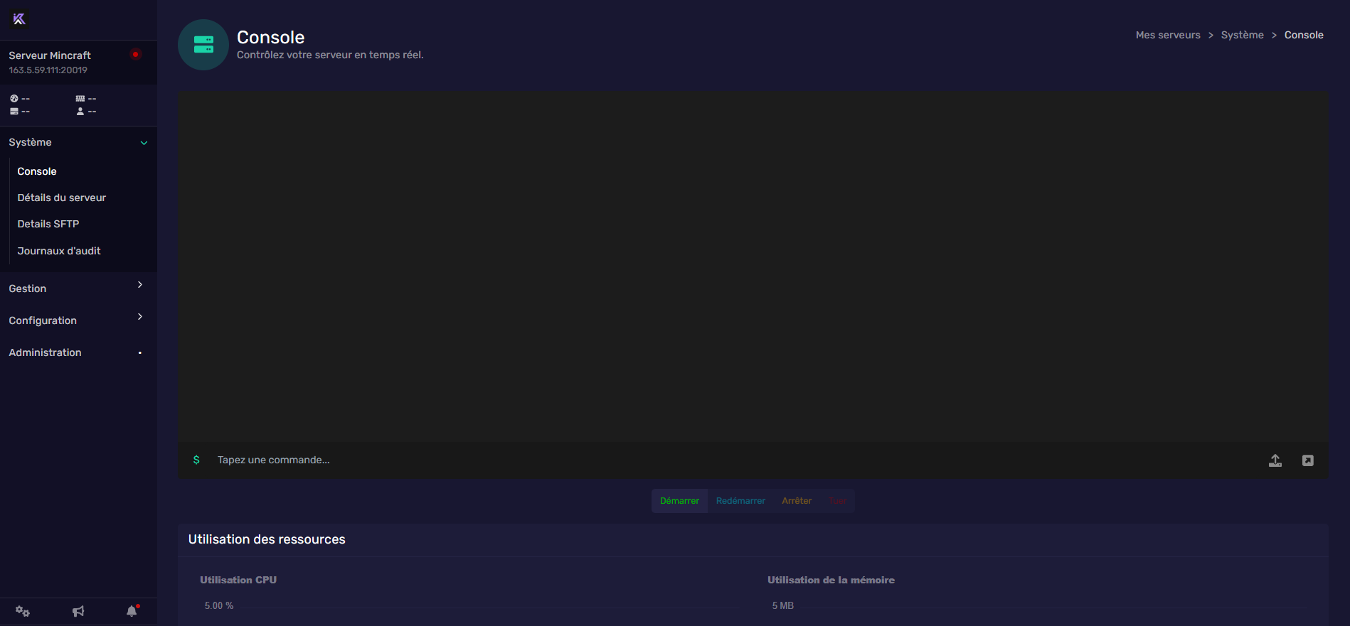 Panel de gestion Wisp