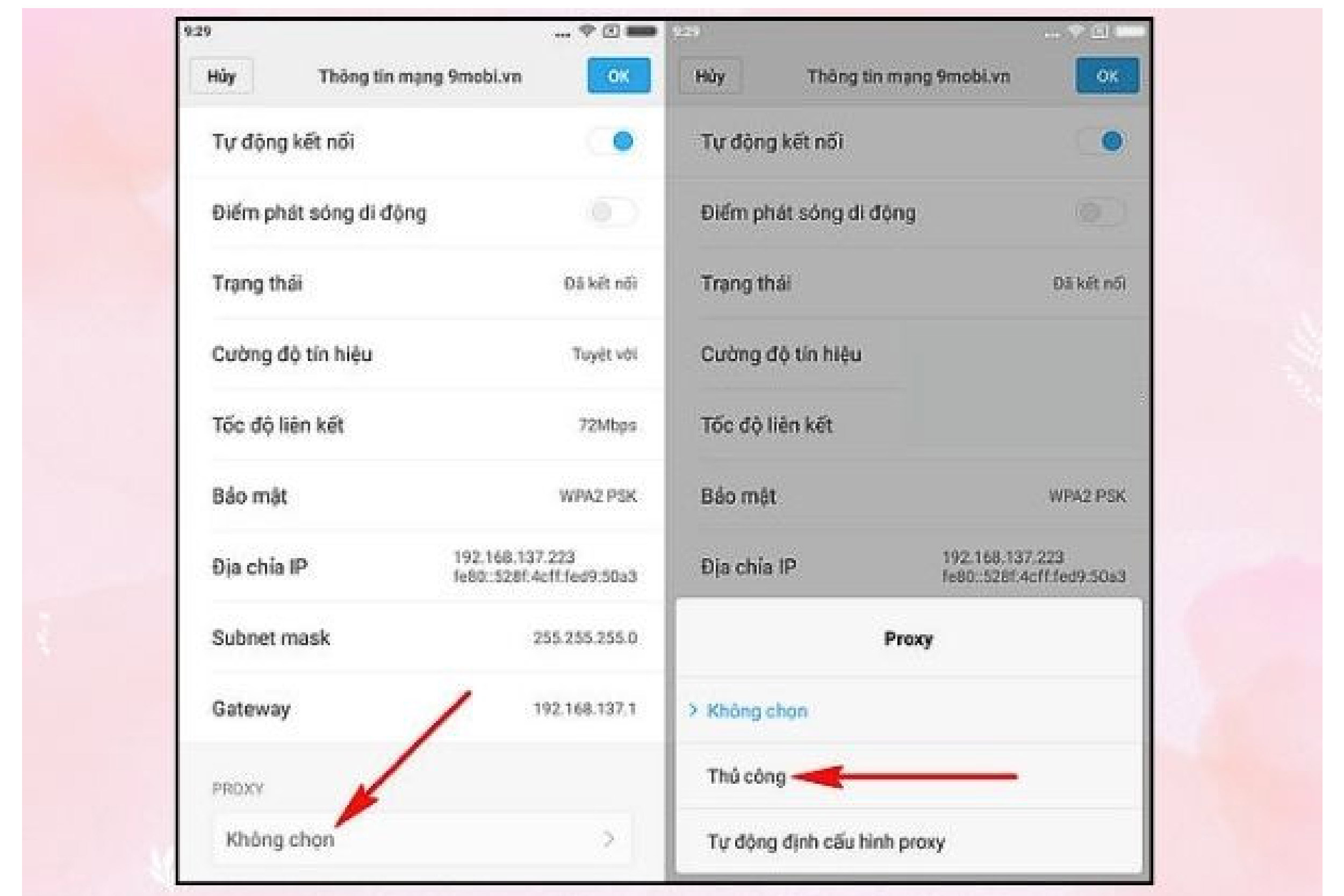 cài đặt proxy trên android