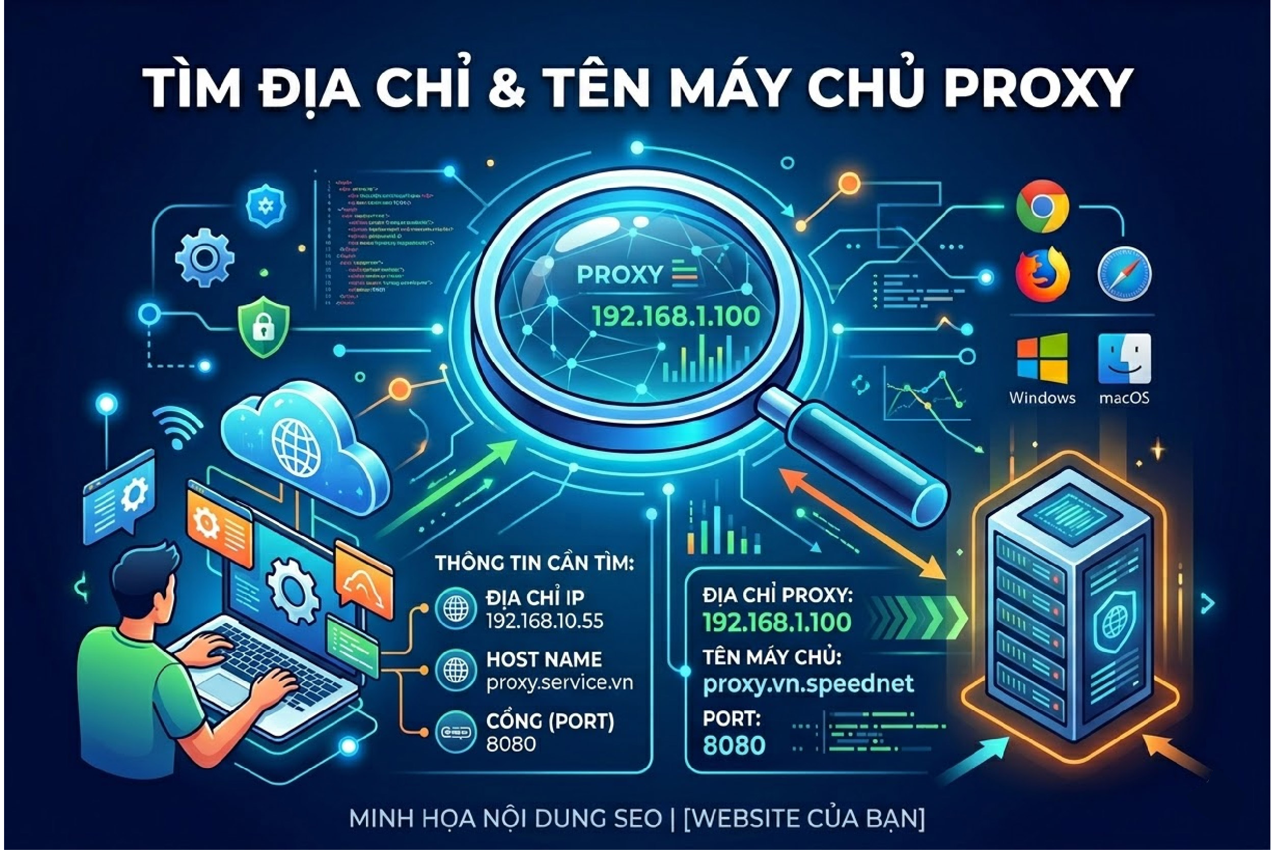 T&igrave;m địa chỉ v&agrave; t&ecirc;n m&aacute;y chủ Proxy