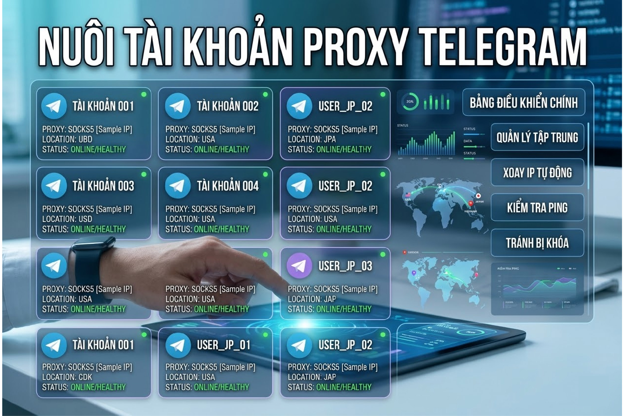Nu&ocirc;i t&agrave;i khoản proxy telegram