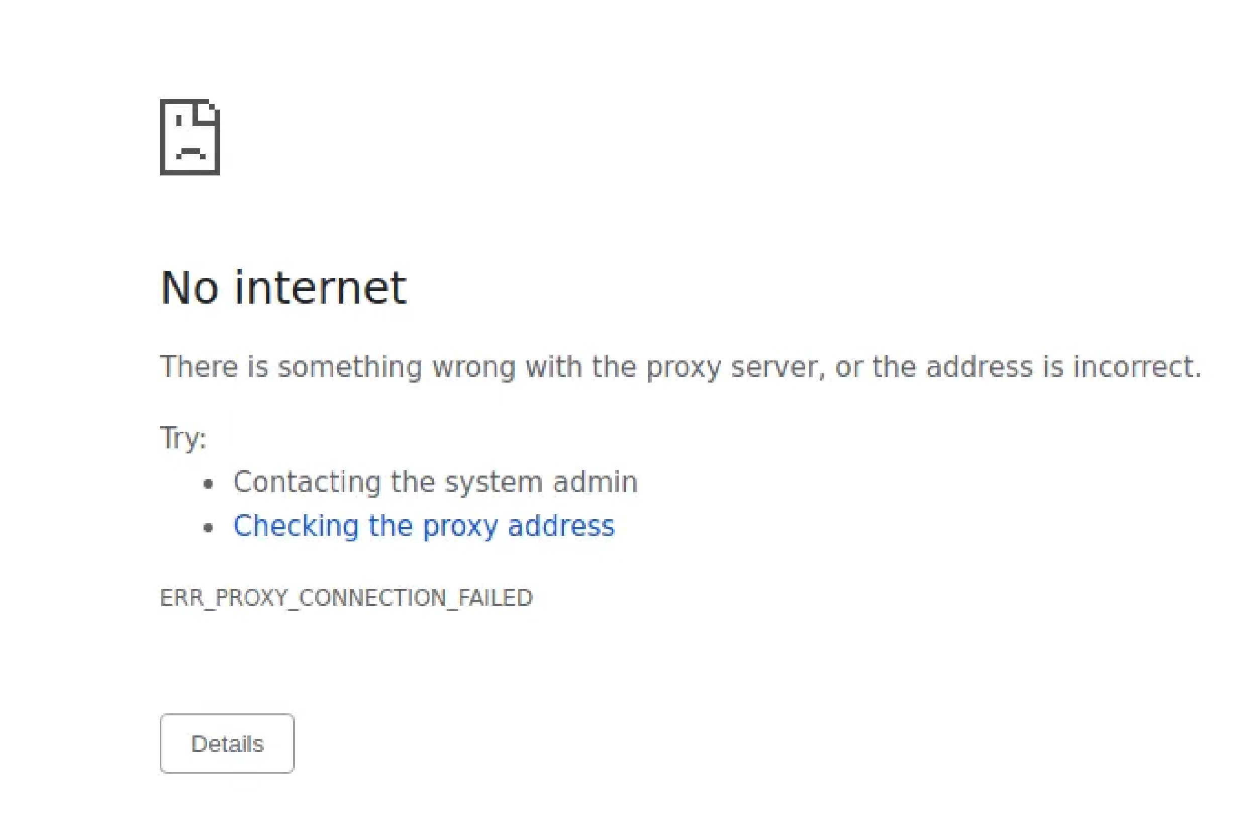 Lỗi Proxy "ERR_PROXY_CONNECTION_FAILED"