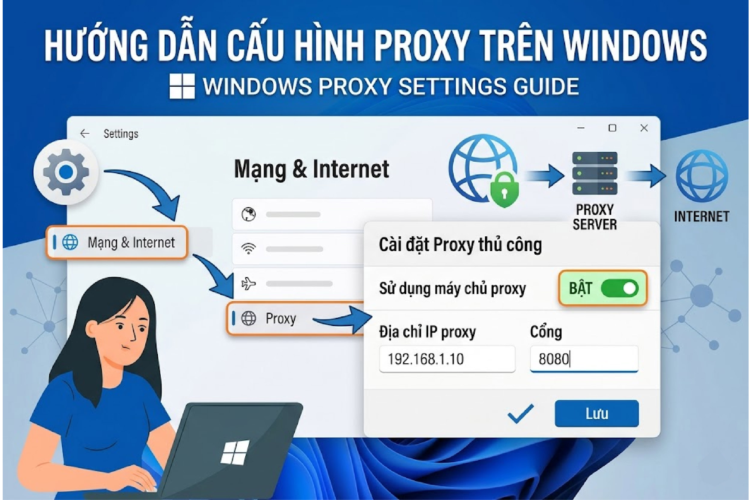 Cấu h&igrave;nh proxy tr&ecirc;n Windows