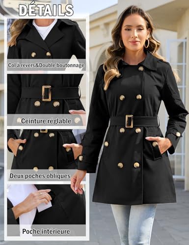 Vue 3 de Trench Coat Femme Double