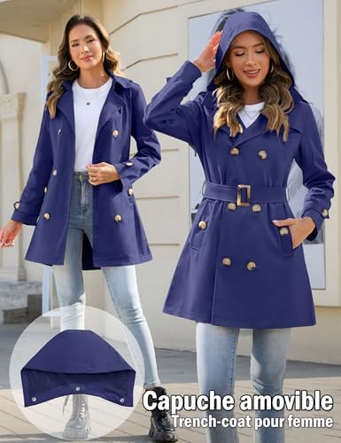 Vue 3 de Trenchcoat Femme Double Boutonnage