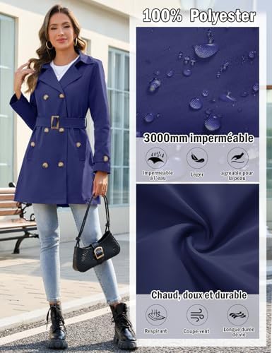 Vue 5 de Trenchcoat Femme Double Boutonnage