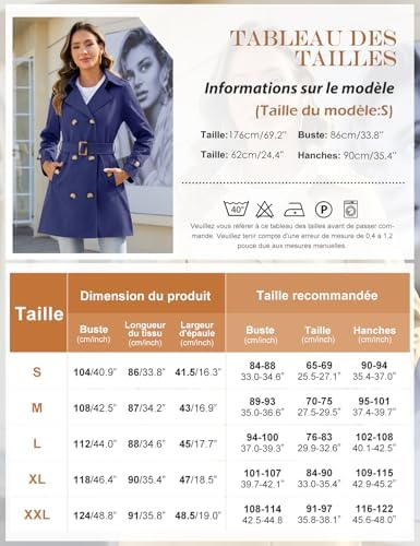 Vue 6 de Trenchcoat Femme Double Boutonnage
