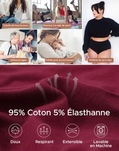 Vue 5 de Culotte Femme Coton Taille