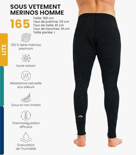 Vue 2 de Sous Vetement Merinos Homme