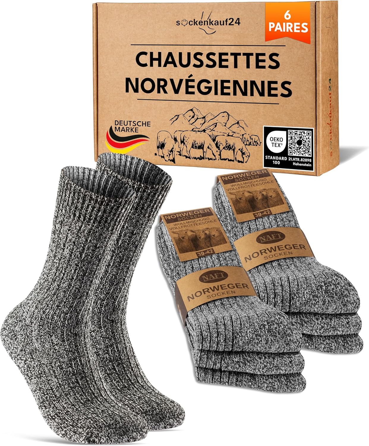 Paires Chaussettes Norvegiennes Homme