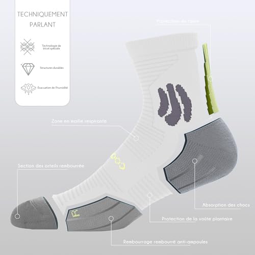 Vue 3 de Bambou Viscose Chaussettes Running