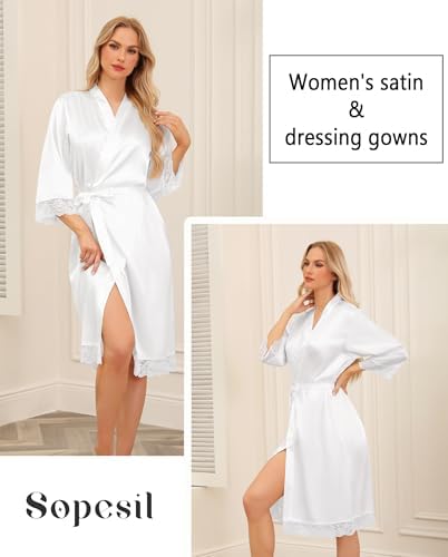 Vue 2 de Peignoir Satin Femme Robes