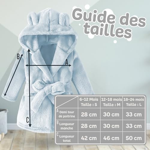 Vue 3 de Peignoir Bebe Personnalise Doux