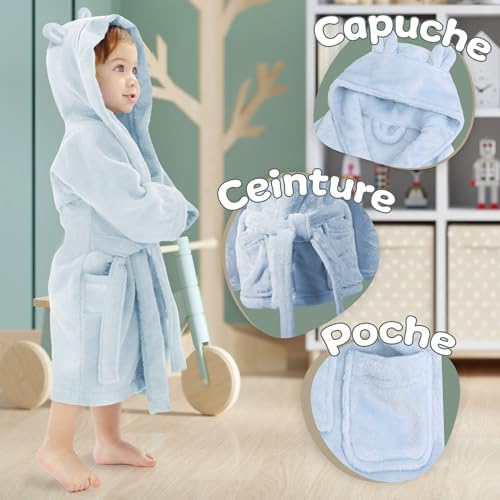 Vue 4 de Peignoir Bebe Personnalise Doux