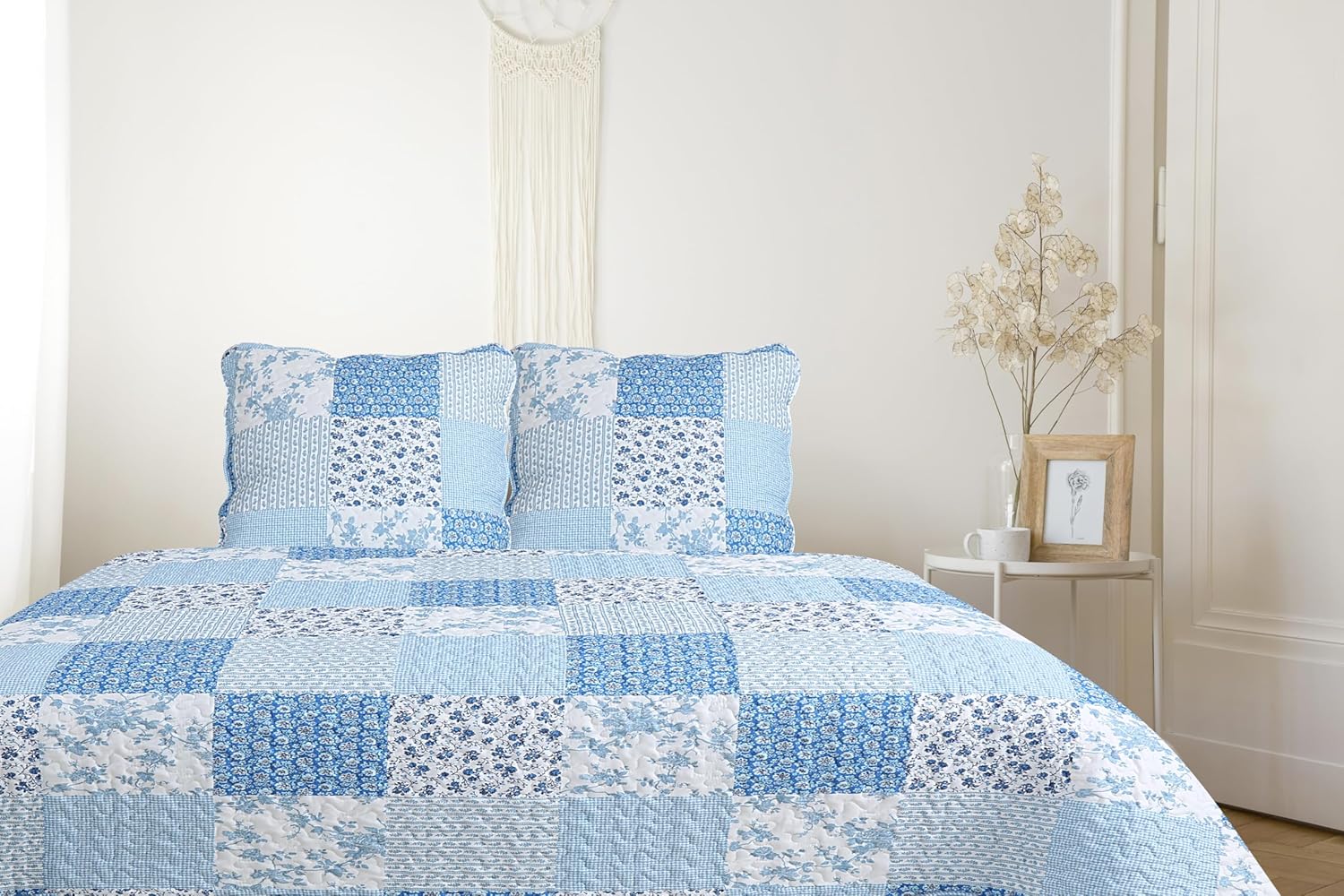 Autrefois Boutis Patchwork Bleu