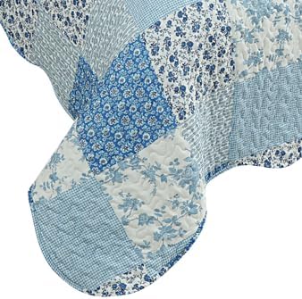 Vue 3 de Autrefois Boutis Patchwork Bleu