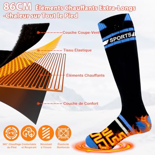 Vue 3 de Viceplus Chaussettes Chauffantes Homme