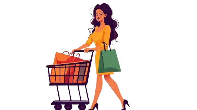 Woman with cart