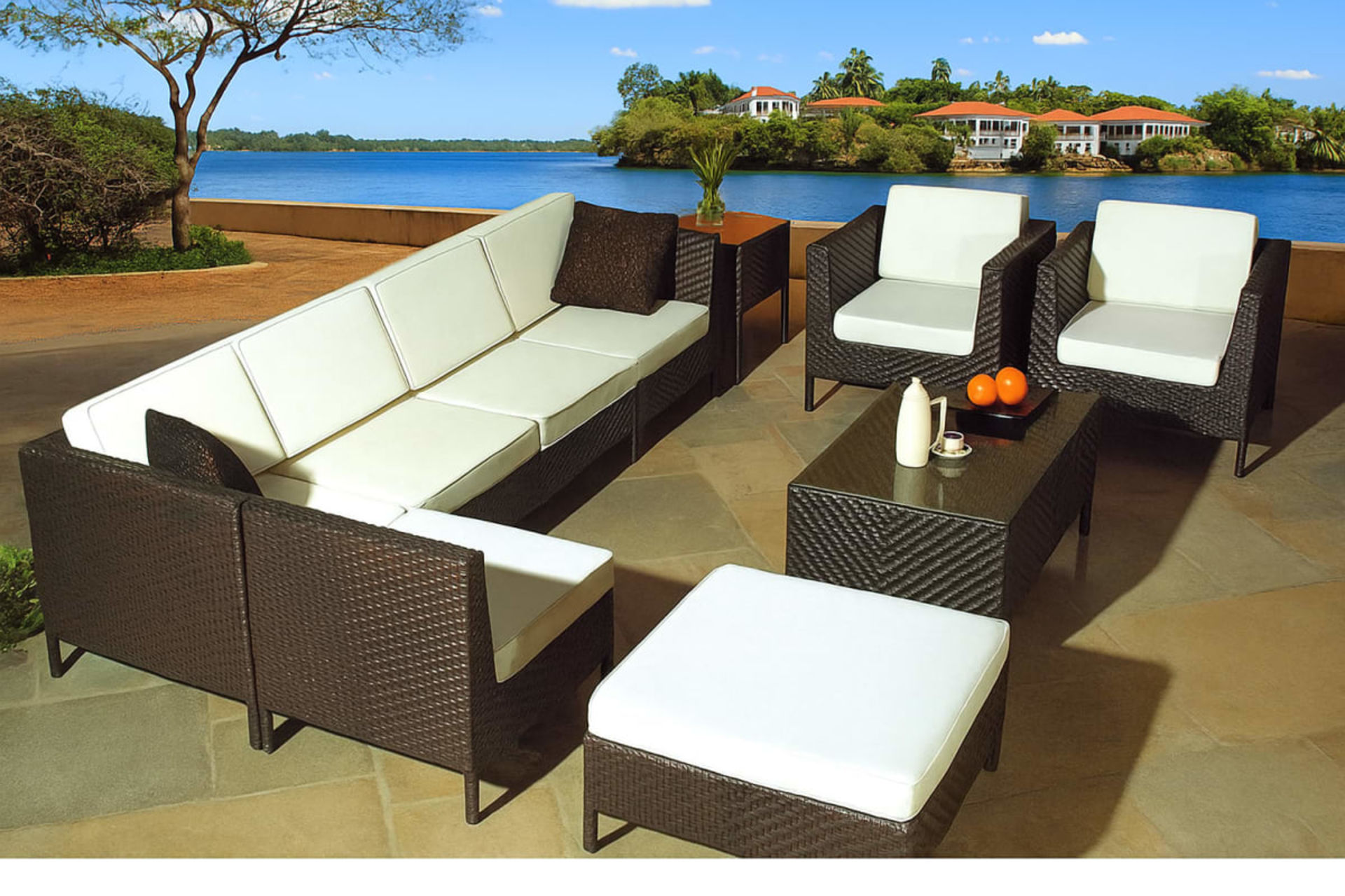 Salon de Jardin Modulable "Évasion" – Résine Tressée - Mobilier artisanal Ebène Madagascar