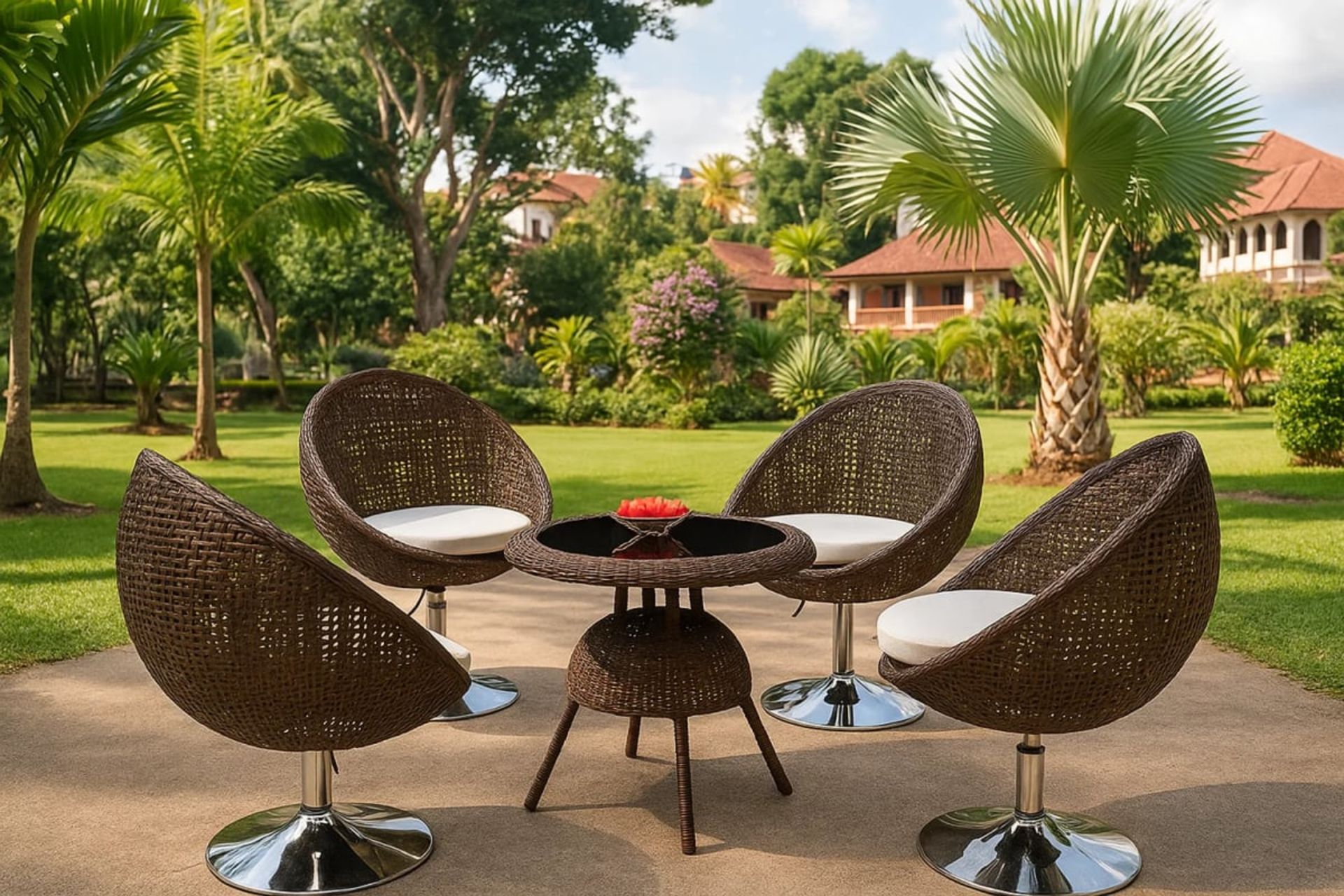 Ensemble de Jardin –  en Résine Tressée - Mobilier artisanal Ebène Madagascar