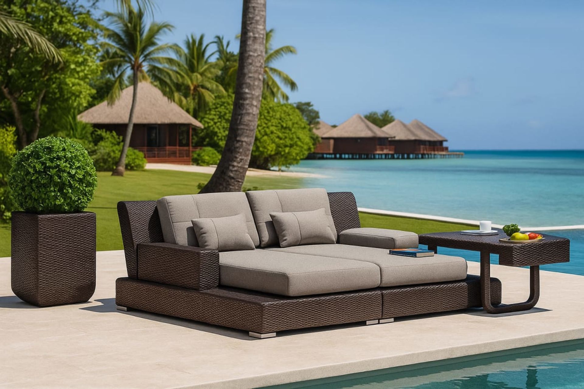 Salon de Jardin Convertible en Daybed - Mobilier artisanal Ebène Madagascar