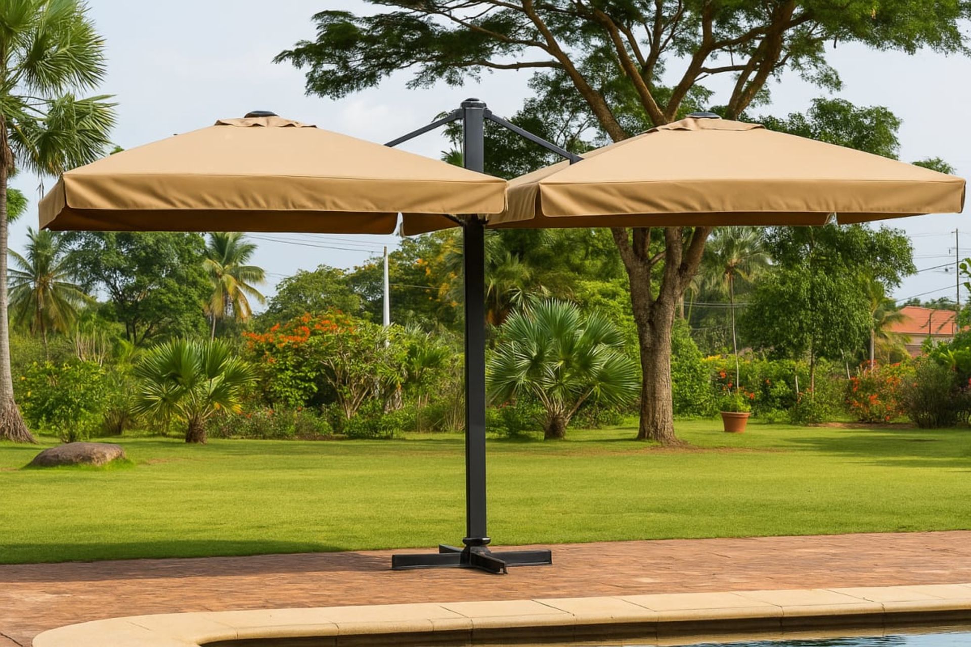 Parasol Déporté Double Premium - Mobilier artisanal Ebène Madagascar