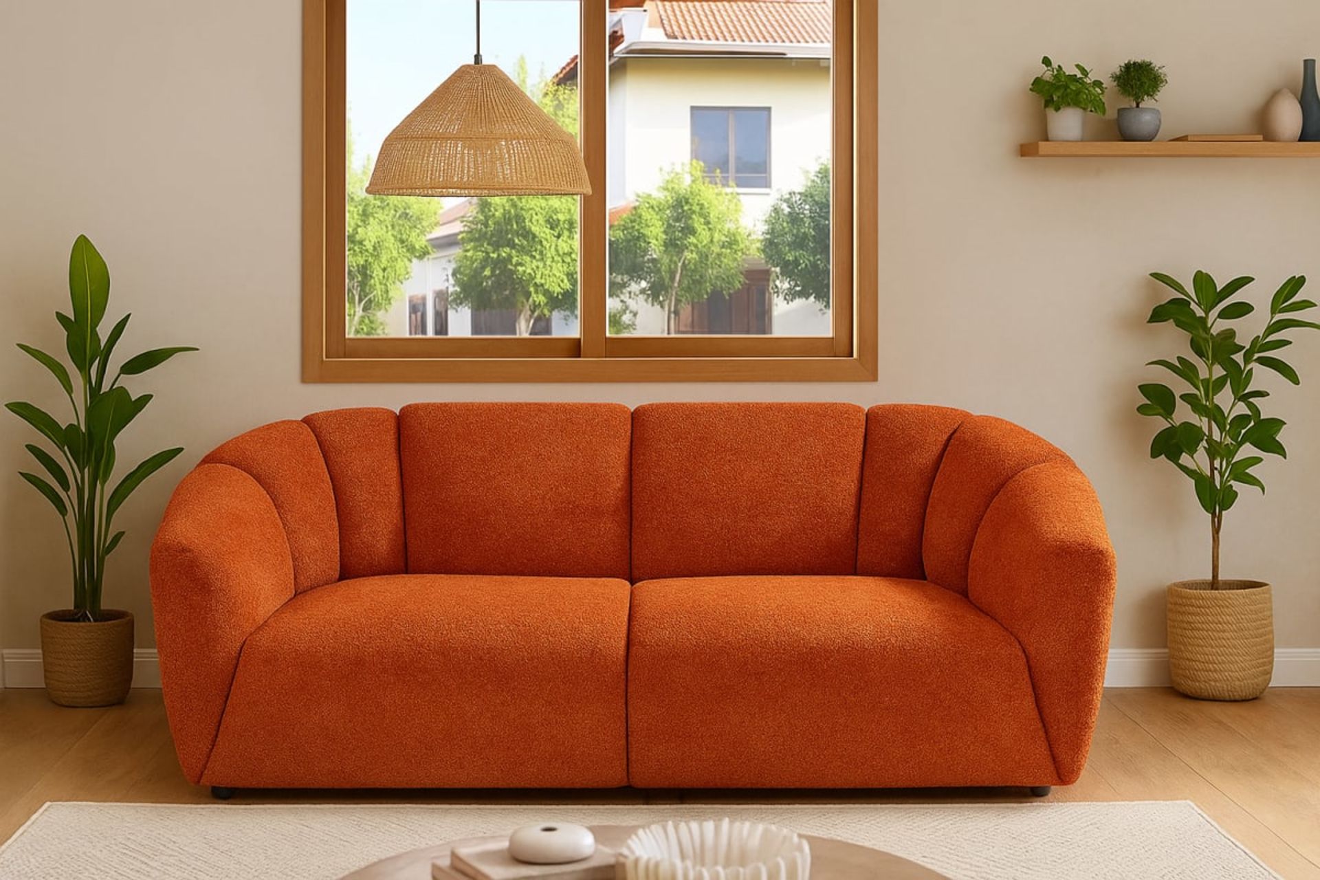 Canapé – Le Confort Organique en Bouclète - Mobilier artisanal Ebène Madagascar