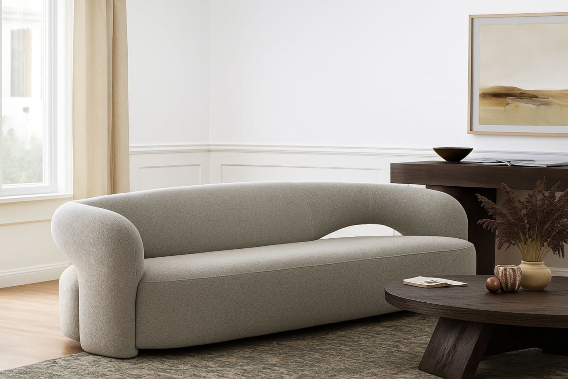 Canapé Sculptural & Épuré - Mobilier artisanal Ebène Madagascar