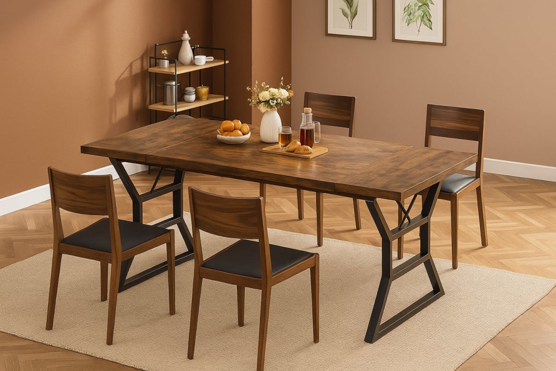 Table à Manger Industrielle - Mobilier artisanal Ebène Madagascar