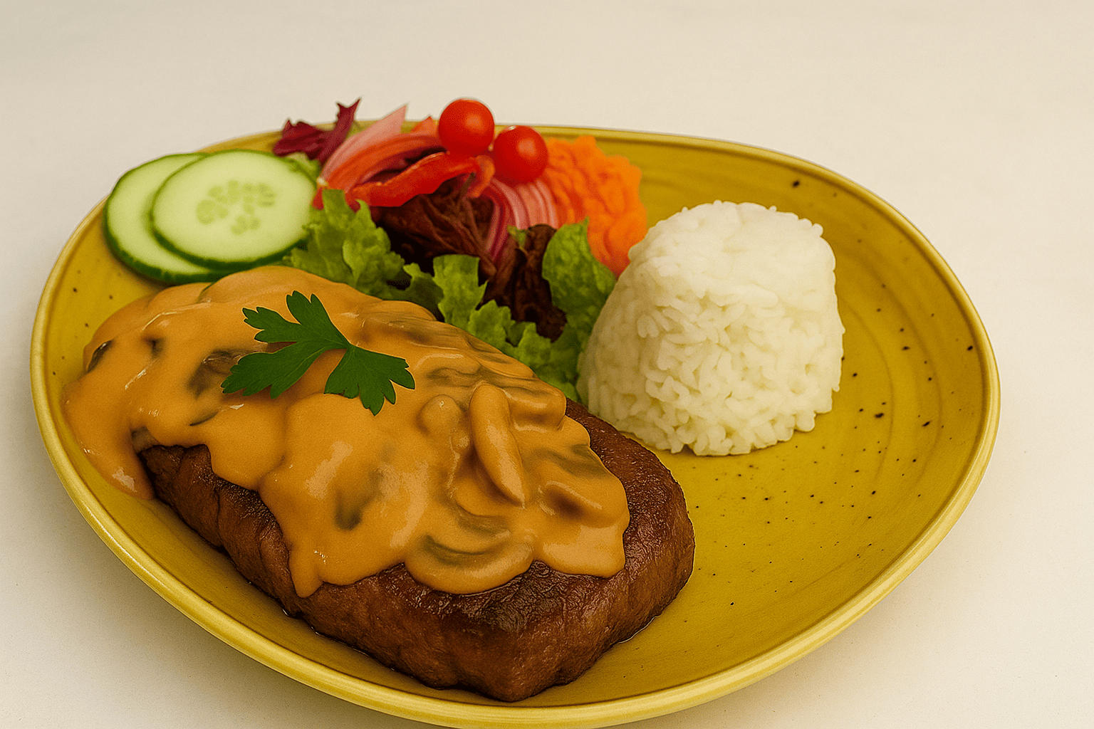 BIFE DO LOMBO COM COGUMELOS FRESCOS
