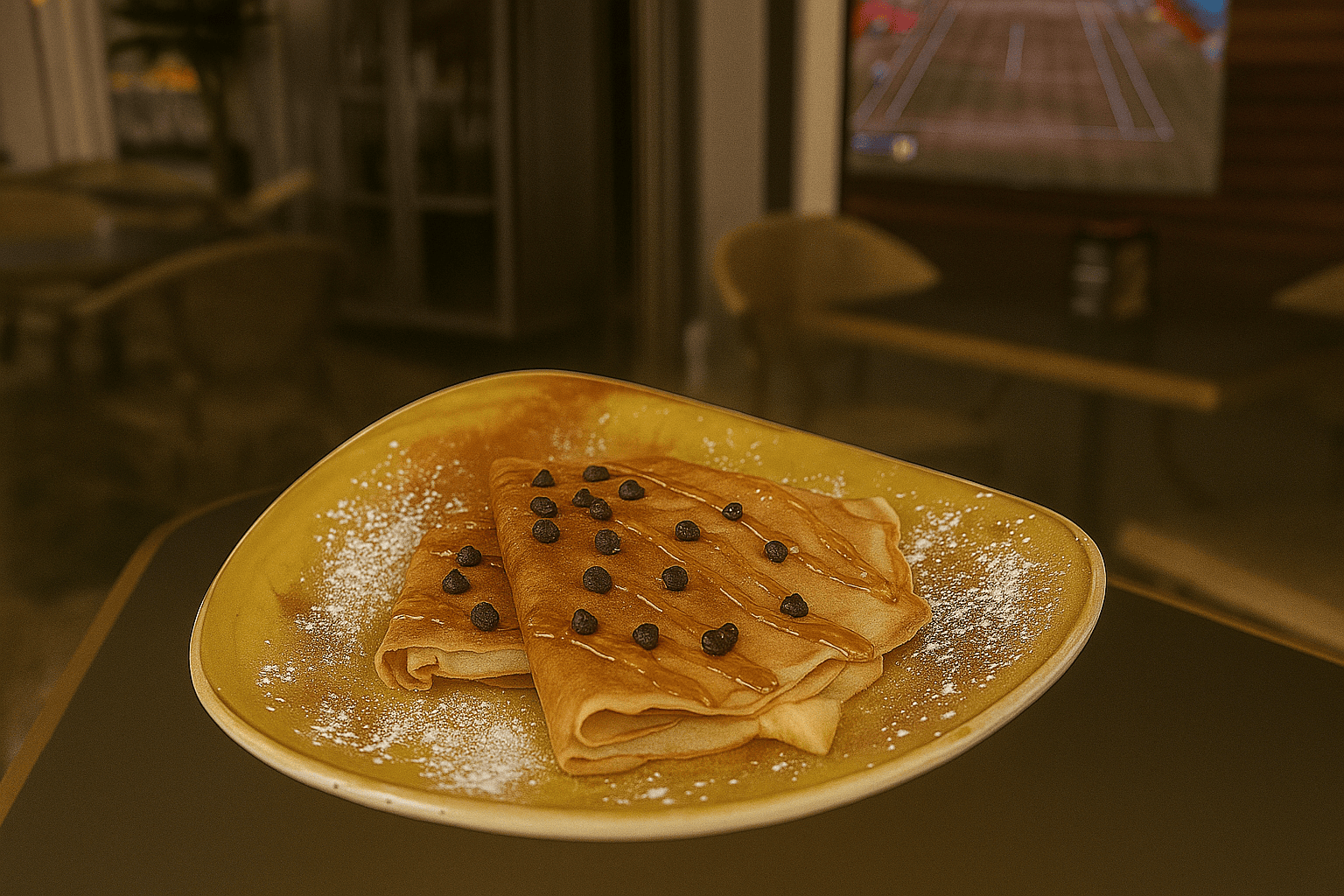 Crepe Pepitas De Chocolate, Açúcar Refinado E Mel De Abelhas