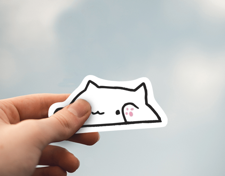 Bongo Cat Meme Die Cut Sticker