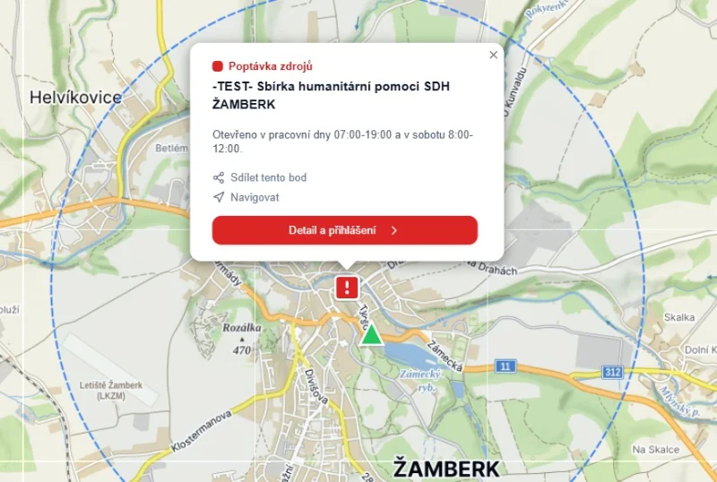 POPTÁVKA POMOCI - nová funkce MAPY ROZÁRKA