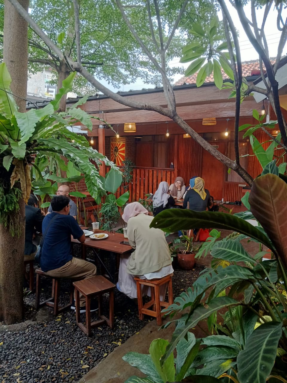 Outdoor seating with garden view