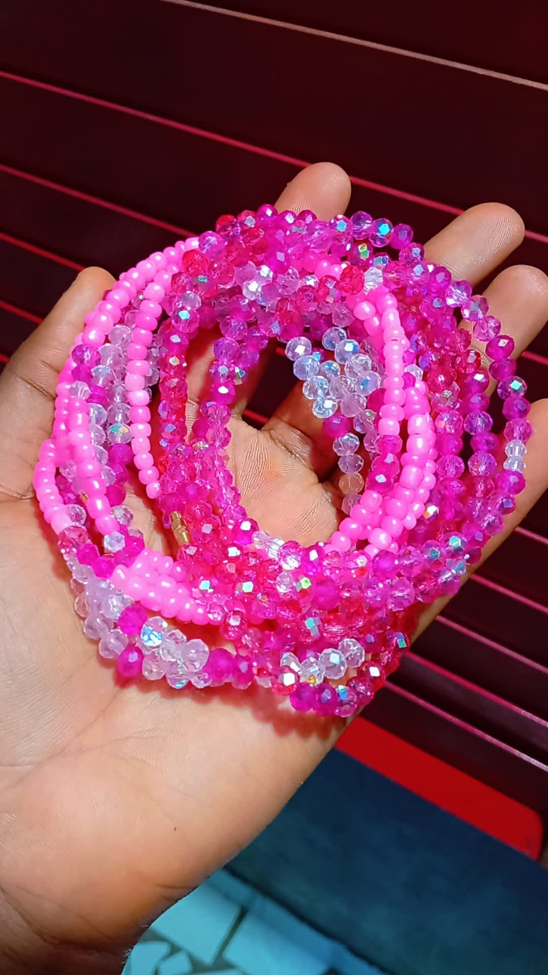 Pink crush waist bead set (set of 3)