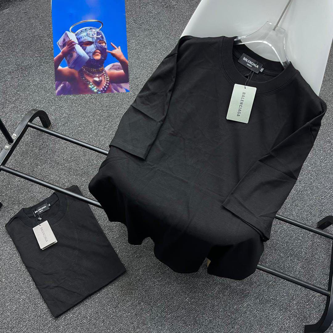 Quality Balenciaga plain black polo 